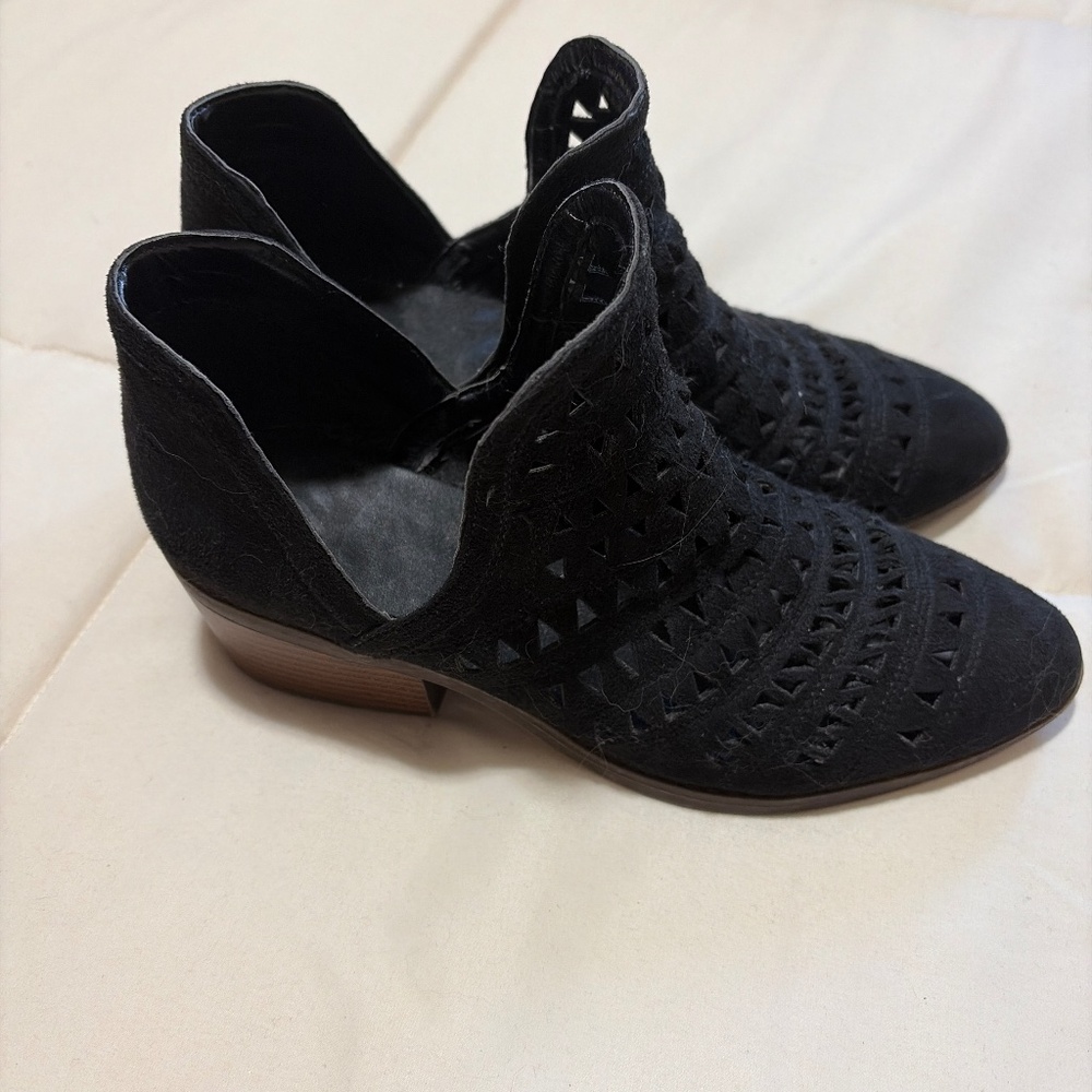black low heel booties